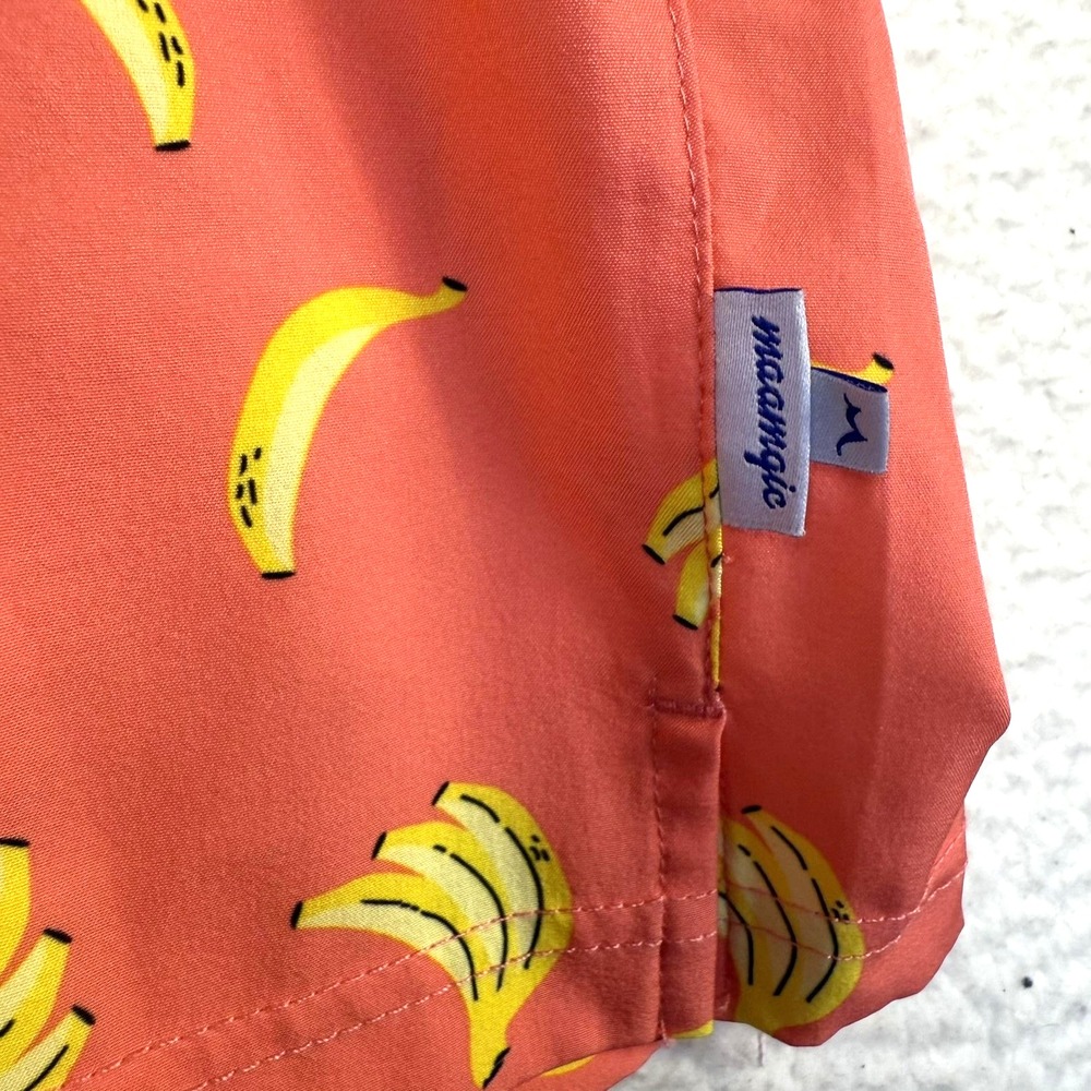 Maamgic Swim Trunks Mens XL Orange Banana Print Quick Dry Mesh Lined Shorts - Picture 5 of 9